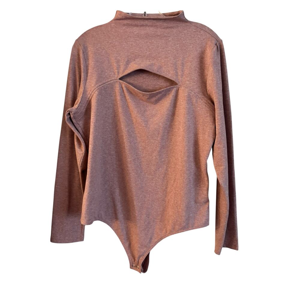 Express Body Contour Womens XL Pink Mock Neck Cutout Bodysuit Top NWOT